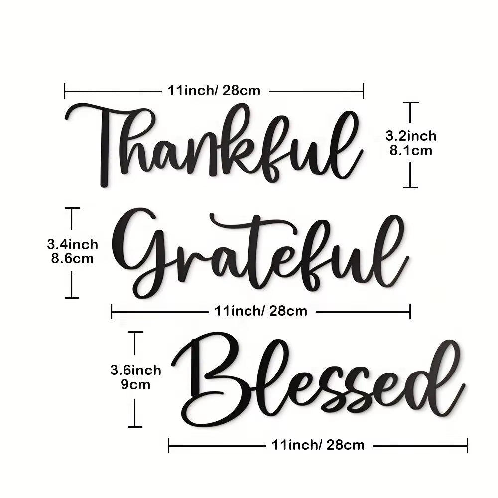 Schriftzüge - "Thankful Grateful Blessed"