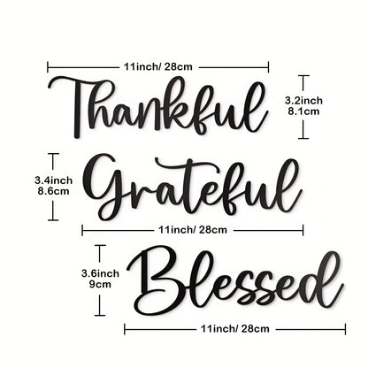 Schriftzüge - "Thankful Grateful Blessed"