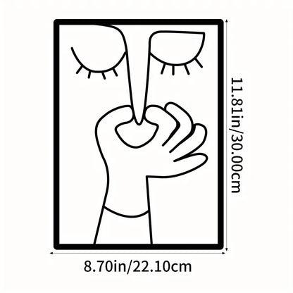 1Pc Unique Metal Portrait Funny Toilet Wall Art - Humorous Bathroom Sign with Minimal Line Art Design - Restroom Decor